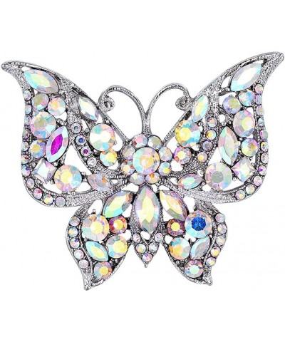 Womens Jewellery Aurora Borealis Crystal Rhinestones Hollow Out Style Butterfly Pin Brooch $10.99 Brooches & Pins