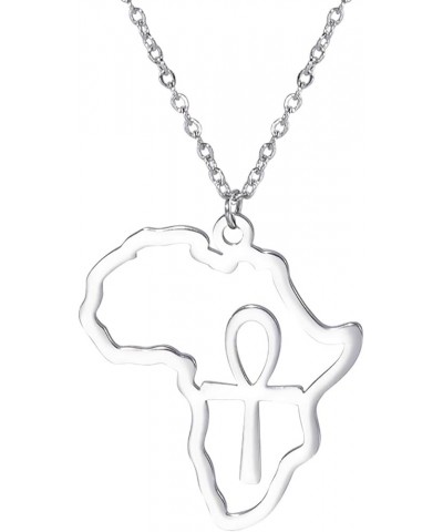 Map Pendant Necklace For Women Men Stainless Steel Personalized Minimalist Hollow Out Charm Africa Map Outline Pendant Neckla...