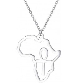 Map Pendant Necklace For Women Men Stainless Steel Personalized Minimalist Hollow Out Charm Africa Map Outline Pendant Neckla...