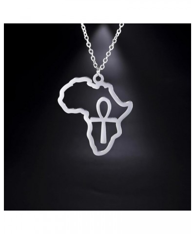 Map Pendant Necklace For Women Men Stainless Steel Personalized Minimalist Hollow Out Charm Africa Map Outline Pendant Neckla...