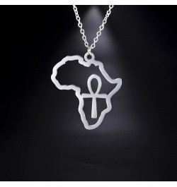 Map Pendant Necklace For Women Men Stainless Steel Personalized Minimalist Hollow Out Charm Africa Map Outline Pendant Neckla...