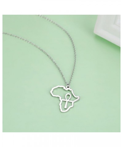 Map Pendant Necklace For Women Men Stainless Steel Personalized Minimalist Hollow Out Charm Africa Map Outline Pendant Neckla...