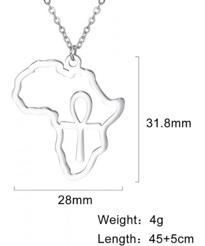 Map Pendant Necklace For Women Men Stainless Steel Personalized Minimalist Hollow Out Charm Africa Map Outline Pendant Neckla...