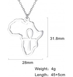 Map Pendant Necklace For Women Men Stainless Steel Personalized Minimalist Hollow Out Charm Africa Map Outline Pendant Neckla...