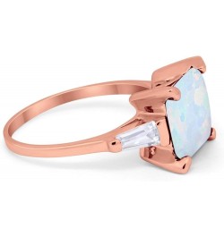 Wedding Engagement Ring Princess Cut Baguette Simulated CZ 925 Sterling Silver Rose Tone, Lab Created White Opal $15.95 Rings