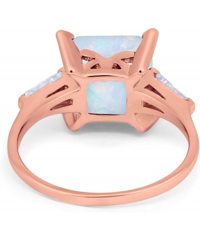 Wedding Engagement Ring Princess Cut Baguette Simulated CZ 925 Sterling Silver Rose Tone, Lab Created White Opal $15.95 Rings