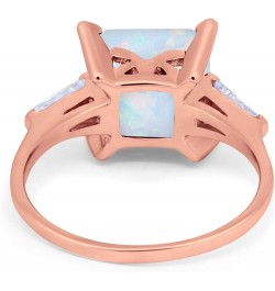 Wedding Engagement Ring Princess Cut Baguette Simulated CZ 925 Sterling Silver Rose Tone, Lab Created White Opal $15.95 Rings