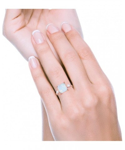 Wedding Engagement Ring Princess Cut Baguette Simulated CZ 925 Sterling Silver Rose Tone, Lab Created White Opal $15.95 Rings