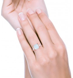 Wedding Engagement Ring Princess Cut Baguette Simulated CZ 925 Sterling Silver Rose Tone, Lab Created White Opal $15.95 Rings