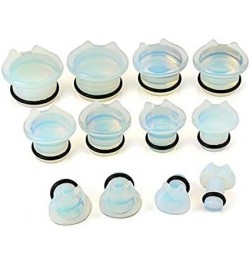 IPINK-Organic Stone Cute Cat Ear Stretching Single Flared Saddle Ear Plugs Stretcher Expander Gauge 2g-5/8 Opalite- 00g(10mm)...