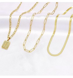 Gold Layered Necklace Set 3 PCS for Women Girls Dainty Trendy Paperclip Snake Choker Gold Filled Stainless Steel Figaro Chain...