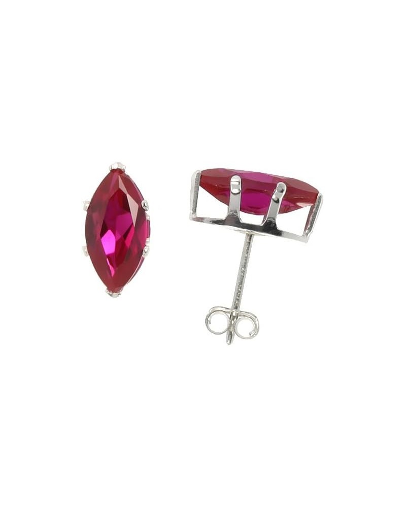 Sterling Silver Marquise CZ Stud Earrings Assorted Colors 10X5 mm 2 carat size/pair Pink $10.17 Earrings