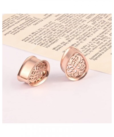 2 PCS 6mm-25mm Fashion 316 Stainless Steel Beautiful Ear Plugs Tunnels Gauges Stretcher Piercing Body Jewelry 22mm(7/8") Rose...