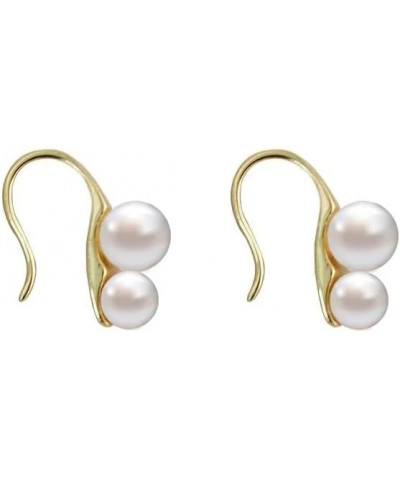 Double Sided Pearl Earrings Double Balls Stud Earrings 2 Pearl Fashionable Elegant Earrings for Women Pearl Hoop $15.89 Earrings