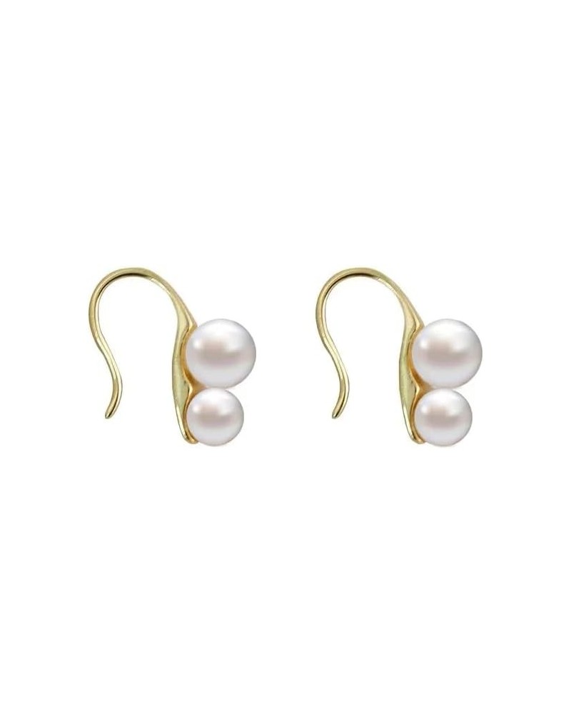 Double Sided Pearl Earrings Double Balls Stud Earrings 2 Pearl Fashionable Elegant Earrings for Women Pearl Hoop $15.89 Earrings