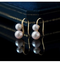 Double Sided Pearl Earrings Double Balls Stud Earrings 2 Pearl Fashionable Elegant Earrings for Women Pearl Hoop $15.89 Earrings