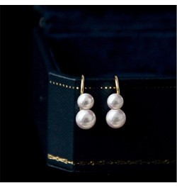 Double Sided Pearl Earrings Double Balls Stud Earrings 2 Pearl Fashionable Elegant Earrings for Women Pearl Hoop $15.89 Earrings