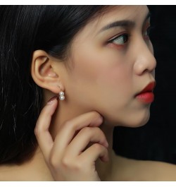 Double Sided Pearl Earrings Double Balls Stud Earrings 2 Pearl Fashionable Elegant Earrings for Women Pearl Hoop $15.89 Earrings