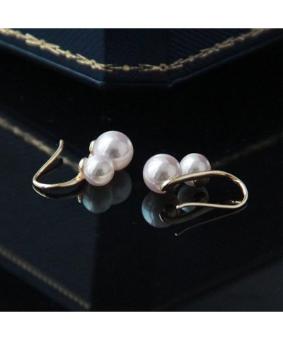 Double Sided Pearl Earrings Double Balls Stud Earrings 2 Pearl Fashionable Elegant Earrings for Women Pearl Hoop $15.89 Earrings