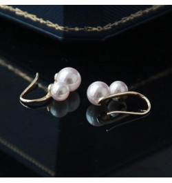 Double Sided Pearl Earrings Double Balls Stud Earrings 2 Pearl Fashionable Elegant Earrings for Women Pearl Hoop $15.89 Earrings