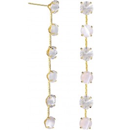 Cubic Zirconia Drop Earrings for Women – 14k Gold Plated Dangle Earrings with Opal Sterling Silver Post for Daily Party Prom ...