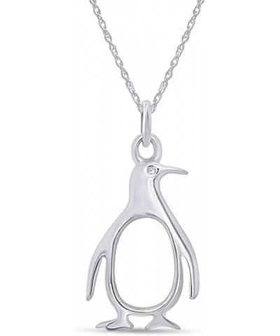 Jewel Zone US 14k Gold Over Sterling Silver Penguin Pendant Necklace white-gold-plated-silver $11.52 Necklaces