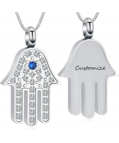 Hamsa Hand Evil Eye Urn Necklace for Ashes for Women, Stainless Steel Cremation Jewelry Pendant for Women Men Customize $6.91...