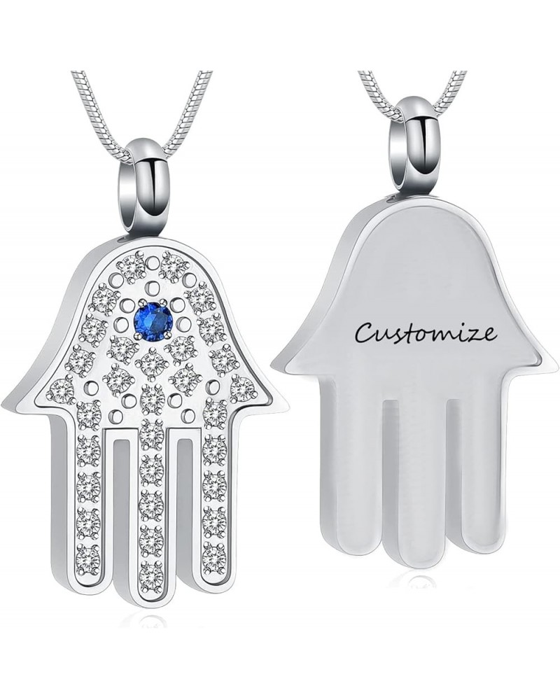 Hamsa Hand Evil Eye Urn Necklace for Ashes for Women, Stainless Steel Cremation Jewelry Pendant for Women Men Customize $6.91...