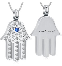 Hamsa Hand Evil Eye Urn Necklace for Ashes for Women, Stainless Steel Cremation Jewelry Pendant for Women Men Customize $6.91...