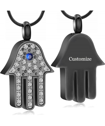 Hamsa Hand Evil Eye Urn Necklace for Ashes for Women, Stainless Steel Cremation Jewelry Pendant for Women Men Customize $6.91...