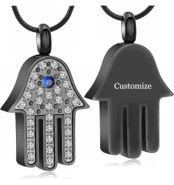 Hamsa Hand Evil Eye Urn Necklace for Ashes for Women, Stainless Steel Cremation Jewelry Pendant for Women Men Customize $6.91...