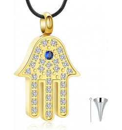 Hamsa Hand Evil Eye Urn Necklace for Ashes for Women, Stainless Steel Cremation Jewelry Pendant for Women Men Customize $6.91...