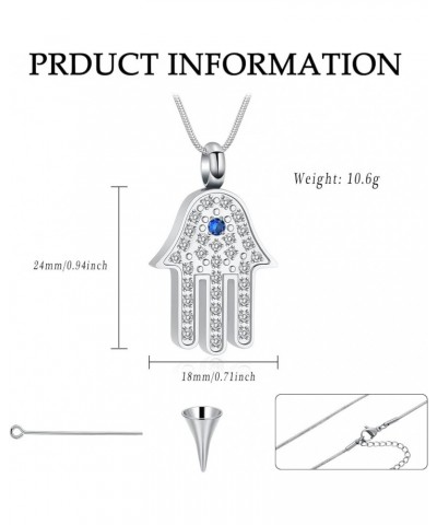 Hamsa Hand Evil Eye Urn Necklace for Ashes for Women, Stainless Steel Cremation Jewelry Pendant for Women Men Customize $6.91...