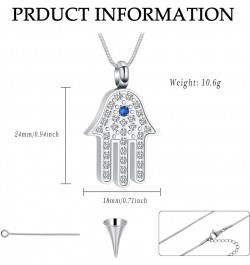 Hamsa Hand Evil Eye Urn Necklace for Ashes for Women, Stainless Steel Cremation Jewelry Pendant for Women Men Customize $6.91...