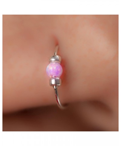 925 Silver Nose Ring Pink Opal - 24 Gauge Thin Nose Jewelry Women Men - Handmade Nose Ring Hoops Unisex MultiFunction $7.79 B...