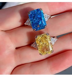 925 Sterling Silver 10 Carat Cubic Zirconia Yellow Diamond Ring Blue Diamond Ring CZ Rings Big Diamond Ring Luxury Rings Yell...