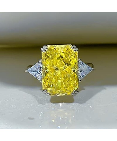 925 Sterling Silver 10 Carat Cubic Zirconia Yellow Diamond Ring Blue Diamond Ring CZ Rings Big Diamond Ring Luxury Rings Yell...