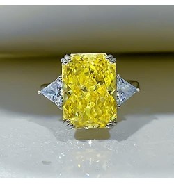 925 Sterling Silver 10 Carat Cubic Zirconia Yellow Diamond Ring Blue Diamond Ring CZ Rings Big Diamond Ring Luxury Rings Yell...