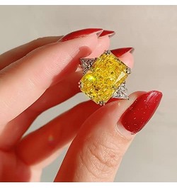 925 Sterling Silver 10 Carat Cubic Zirconia Yellow Diamond Ring Blue Diamond Ring CZ Rings Big Diamond Ring Luxury Rings Yell...