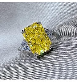 925 Sterling Silver 10 Carat Cubic Zirconia Yellow Diamond Ring Blue Diamond Ring CZ Rings Big Diamond Ring Luxury Rings Yell...