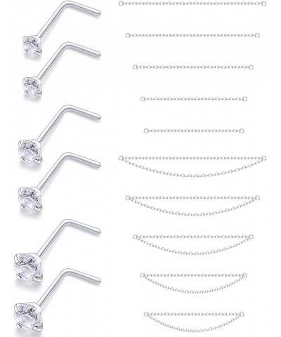 Nose Ring Chain 22G 20G 18G Nose Chain Piercing Across Nose Piercings Surgical Steel Nose Studs with Chain Nose Piercing Jewe...