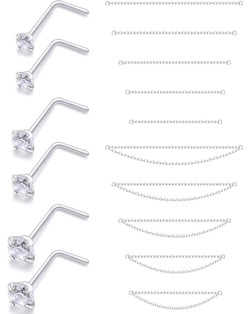 Nose Ring Chain 22G 20G 18G Nose Chain Piercing Across Nose Piercings Surgical Steel Nose Studs with Chain Nose Piercing Jewe...