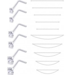 Nose Ring Chain 22G 20G 18G Nose Chain Piercing Across Nose Piercings Surgical Steel Nose Studs with Chain Nose Piercing Jewe...