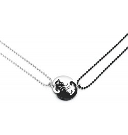 Pair Steel Matching Kitty Cat Friendship Pendant Necklace, Lovers Couples Friends B-Metal Color: Silver & Black $11.96 Necklaces