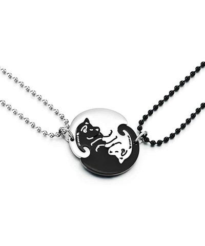 Pair Steel Matching Kitty Cat Friendship Pendant Necklace, Lovers Couples Friends B-Metal Color: Silver & Black $11.96 Necklaces