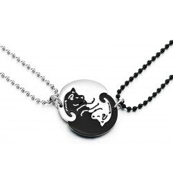 Pair Steel Matching Kitty Cat Friendship Pendant Necklace, Lovers Couples Friends B-Metal Color: Silver & Black $11.96 Necklaces