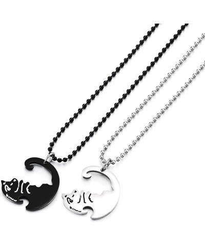 Pair Steel Matching Kitty Cat Friendship Pendant Necklace, Lovers Couples Friends B-Metal Color: Silver & Black $11.96 Necklaces