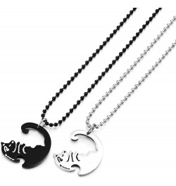 Pair Steel Matching Kitty Cat Friendship Pendant Necklace, Lovers Couples Friends B-Metal Color: Silver & Black $11.96 Necklaces