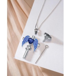 Birthstone Urn Necklace for Women Ashes 925 Sterling Silver Angel Wing Cross/Rose Heart Cremation Jewelry with Funnel Filler ...