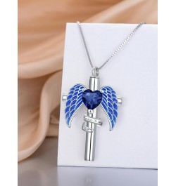 Birthstone Urn Necklace for Women Ashes 925 Sterling Silver Angel Wing Cross/Rose Heart Cremation Jewelry with Funnel Filler ...